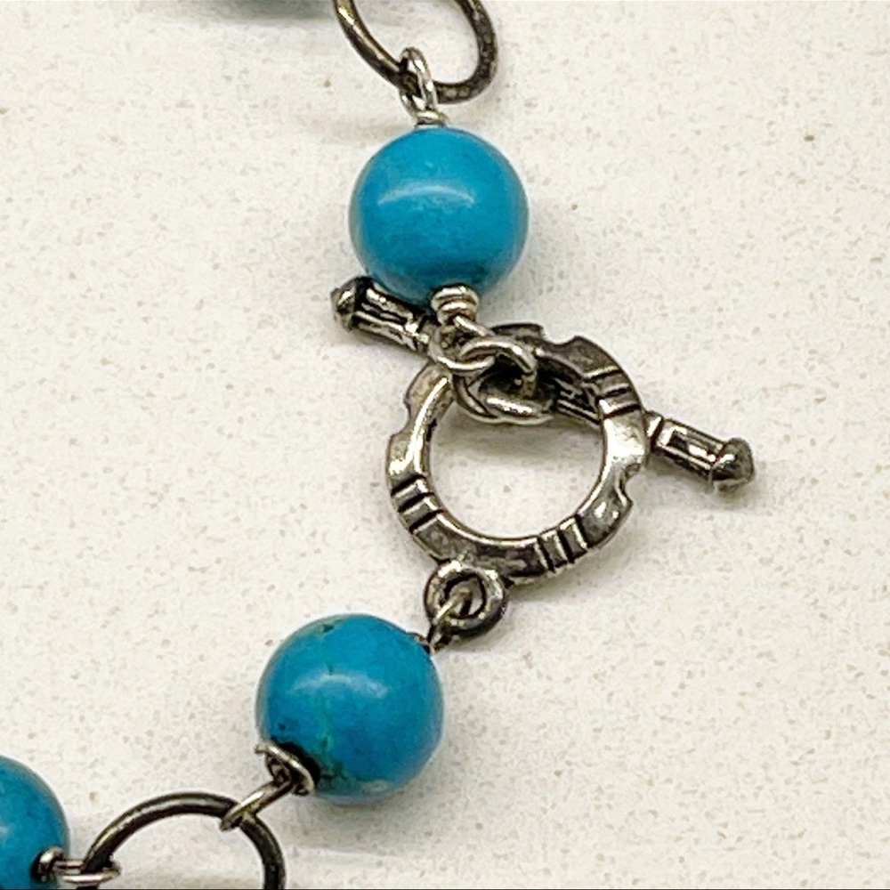 Handmade Natural Turquoise + Sterling Bracelet - Picture 7 of 9